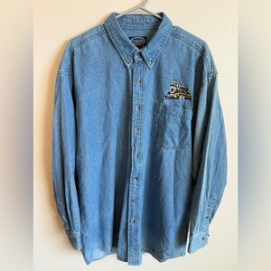 Vintage Denim Button Down Train Shirt – Rivers End – Workwear Western Railroad